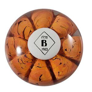 Rare Boyd Art Glass 1983 5th Anniversary Paperweight Orange 4.5"